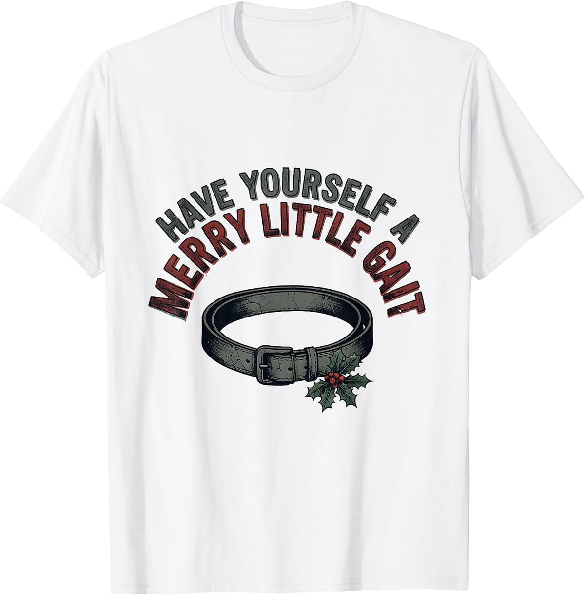 Men's Have Yourself A Merry Little Gait Distressed Physical T-Shirt - White