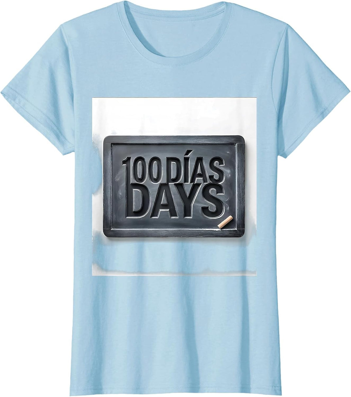 100 DÍAS/DAYS Editorial Conceptual Spanish Teacher 100th Day T-Shirt - Baby Blue