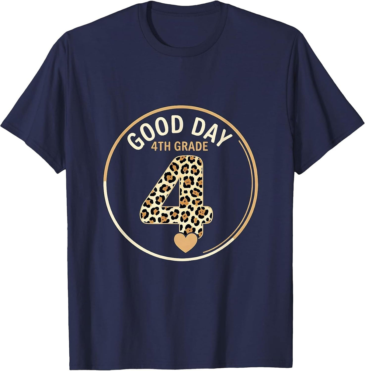 Good Day, 4th Grade Leopard Teacher Back To School T-Shirt - Navy Blue