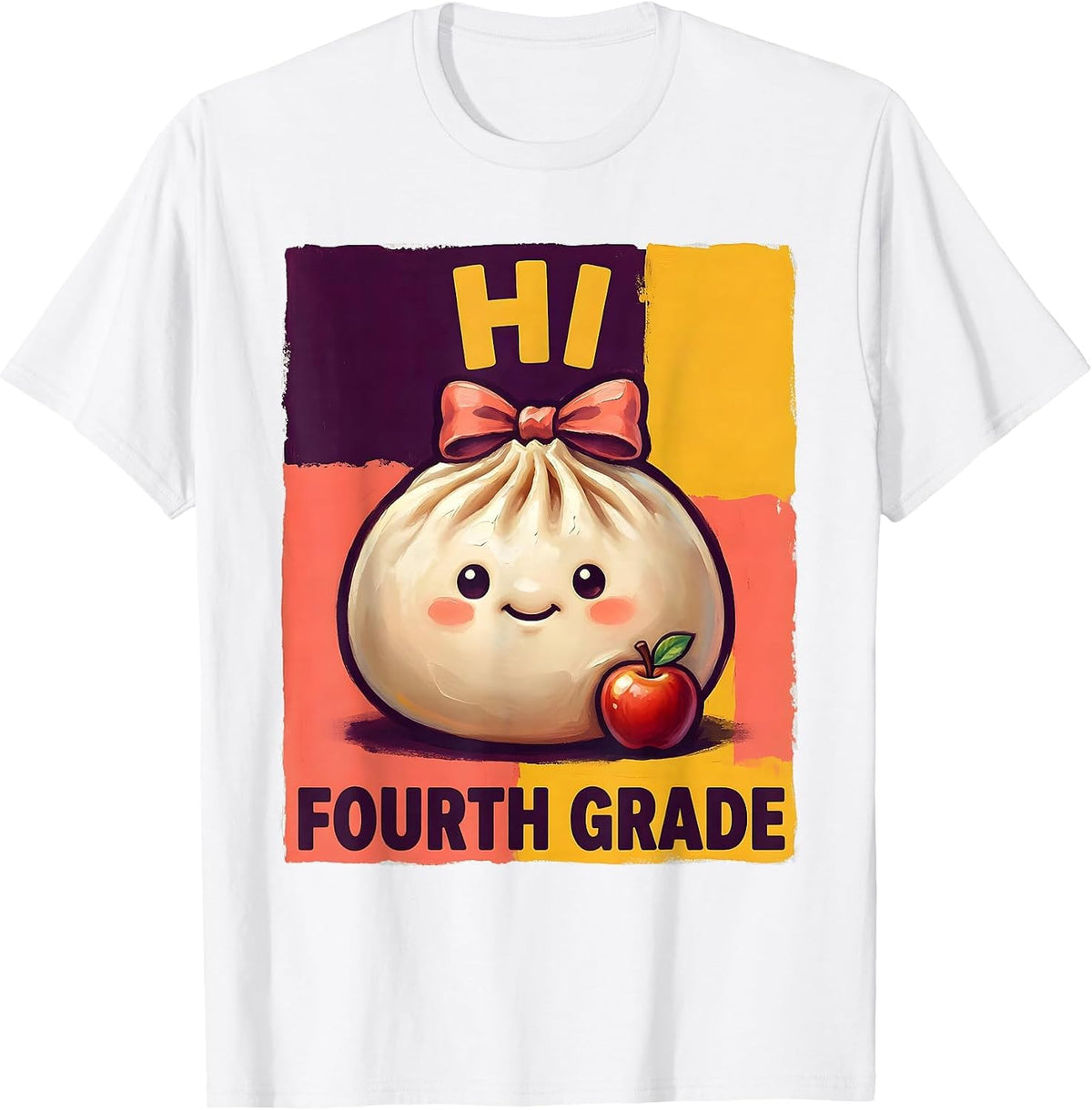 Men's Hi Fourth Grade Cute Dumpling Back to School Girl Teacher T-Shirt - White
