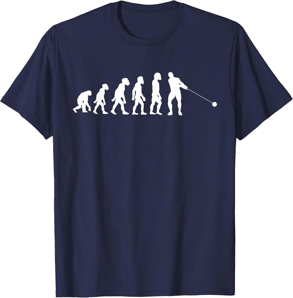 Funny Human Hammer Throw Evolution Track and Field Thrower T-Shirt - Navy Blue