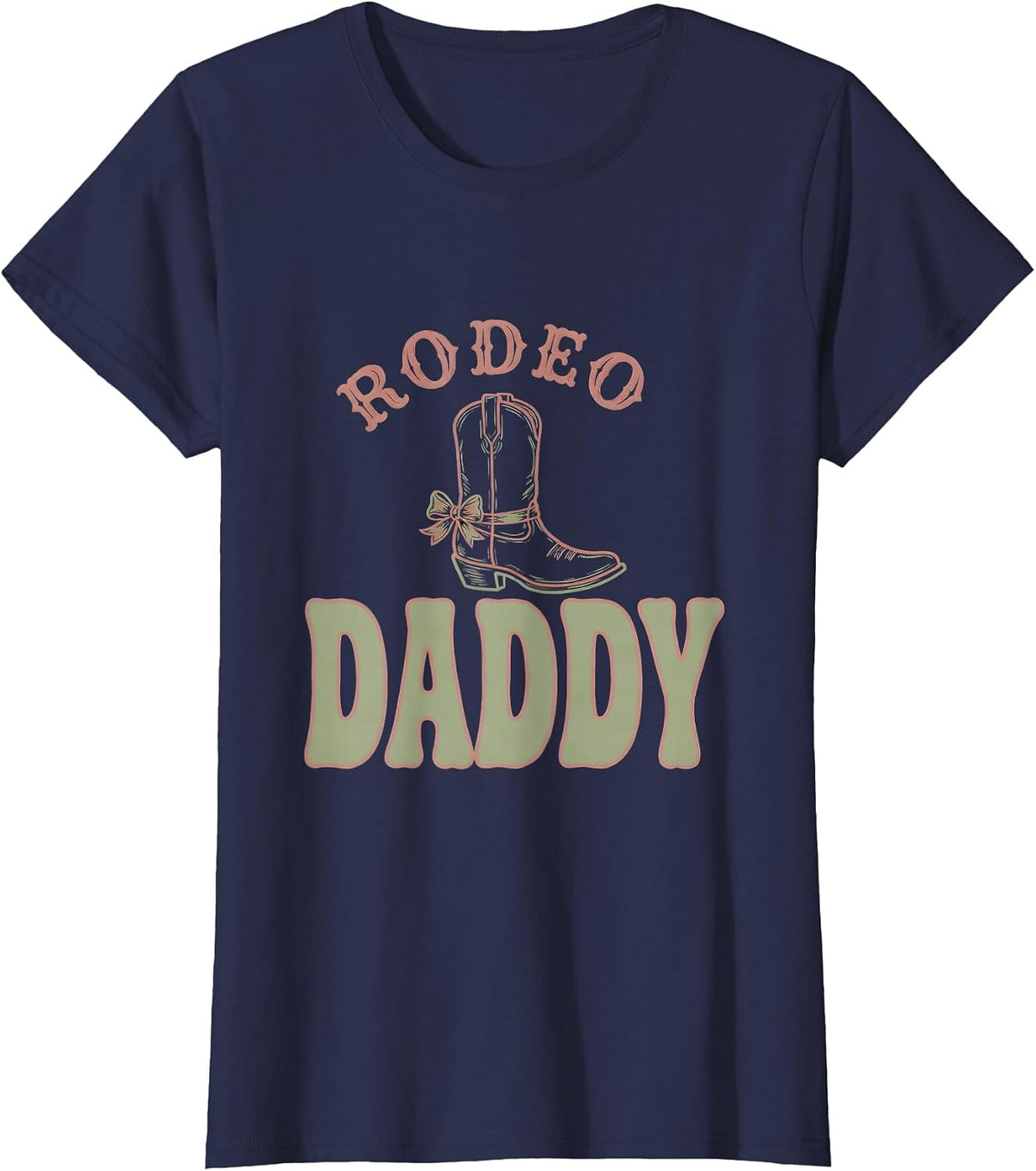 Women's Rodeo Daddy Boho Typography Cowgirl Birthday Party Family T-Shirt - Navy Blue