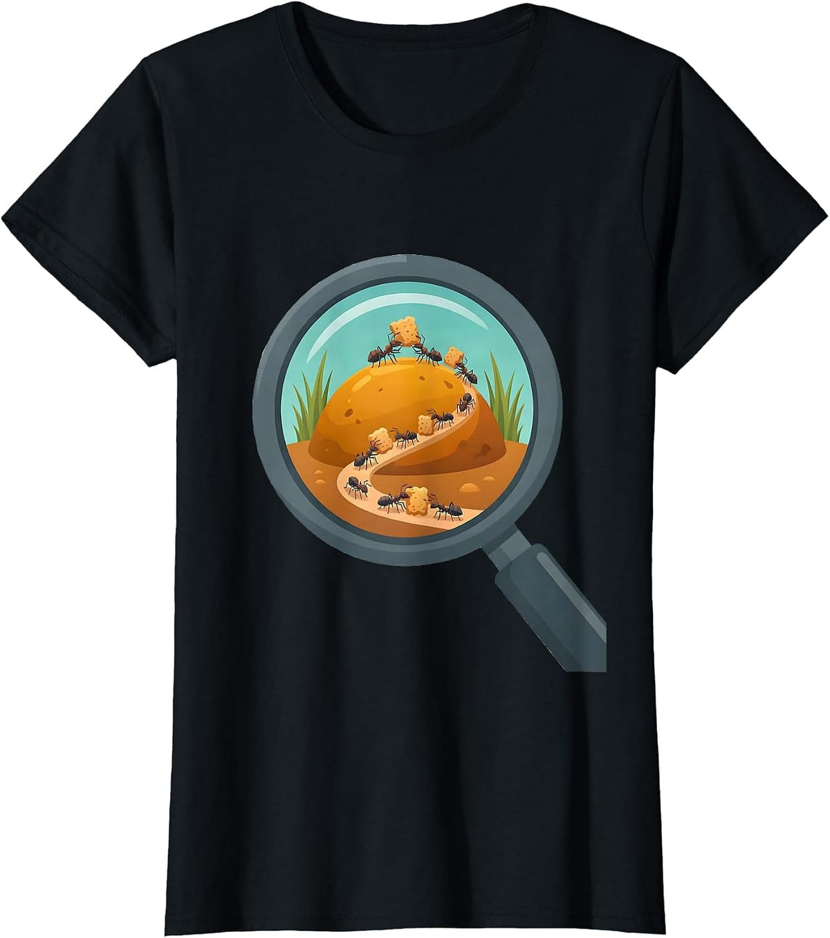 5th Grade Teacher Magnifying Glass Ant Scene T-Shirt - Black