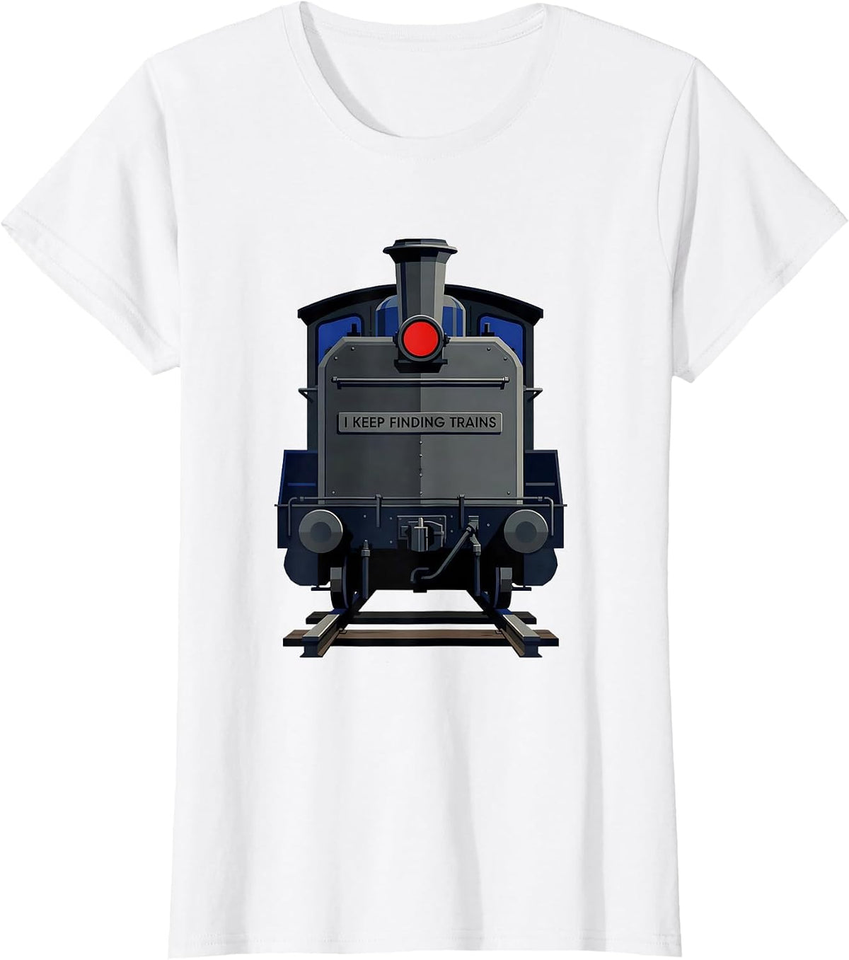 Women's I Keep Finding Trains Geometric Train Enthusiast Deadpan T-Shirt - White
