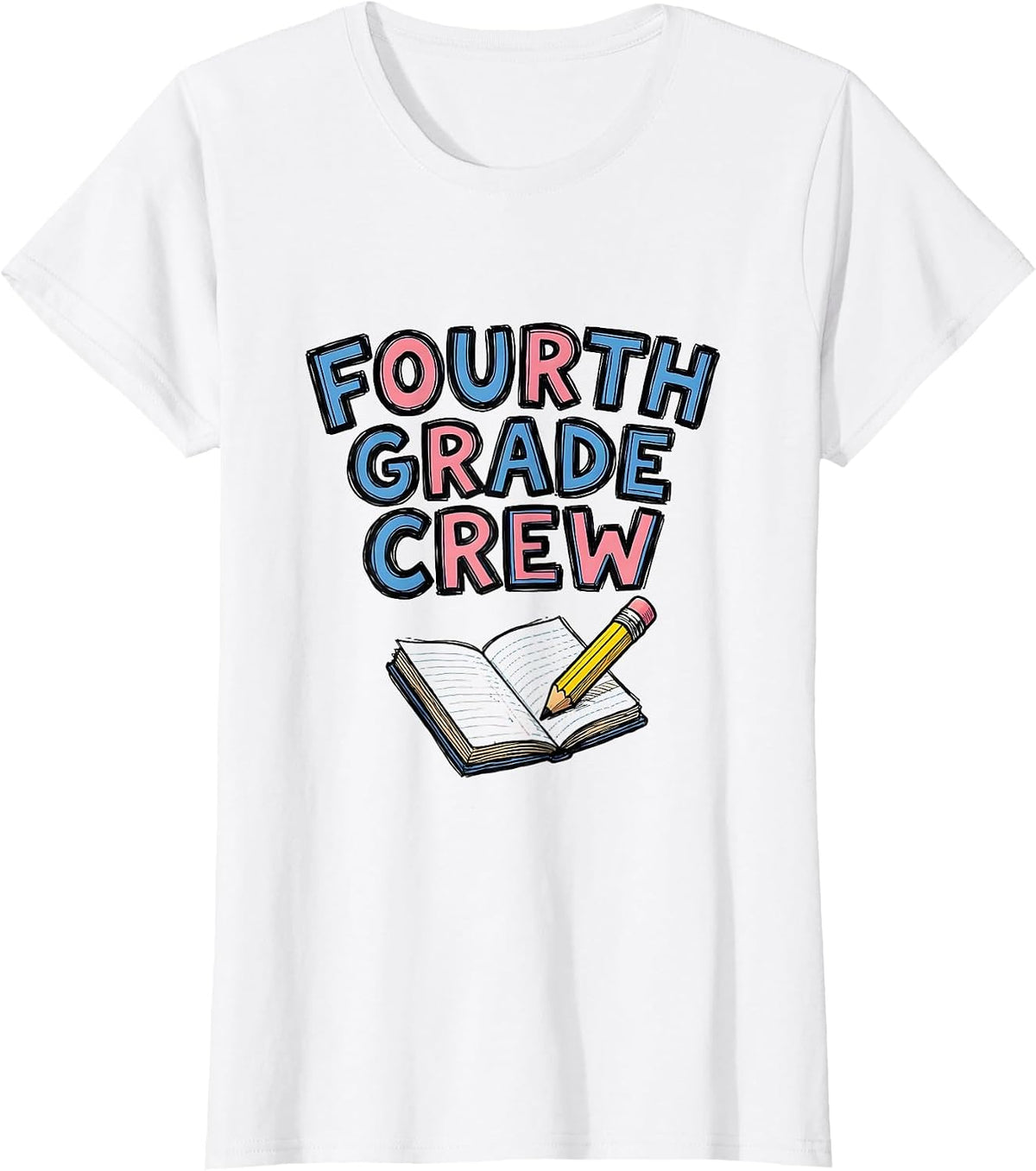 Women's Fourth Grade Crew Back to School Teacher Student Kids T-Shirt - White