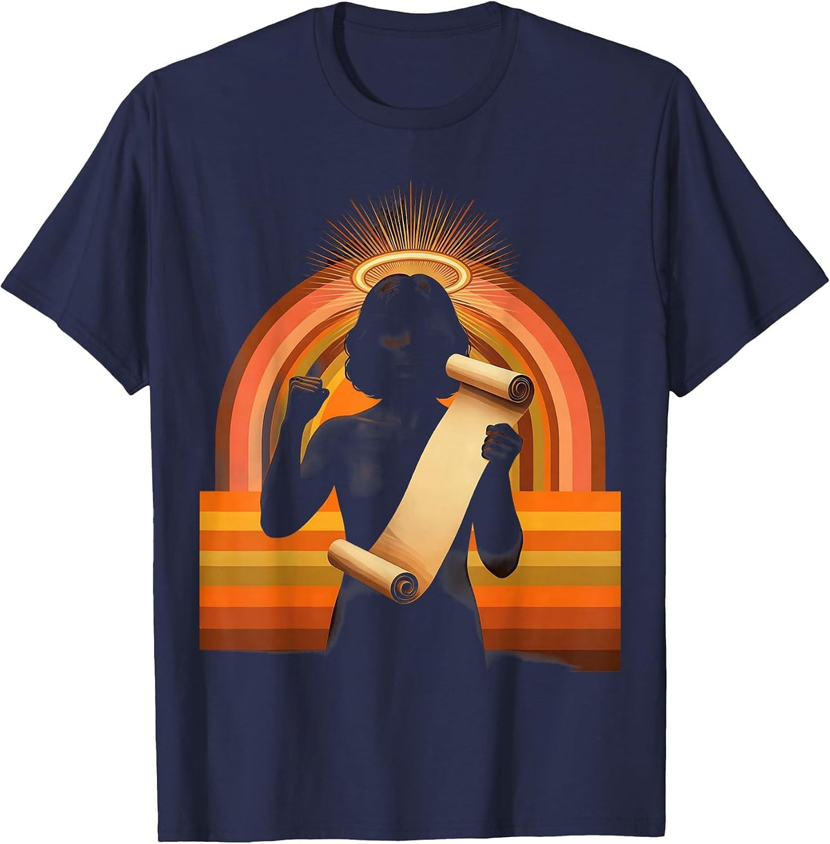 Substitute Teacher Rolled Seating Chart Graphic T-Shirt - Navy Blue