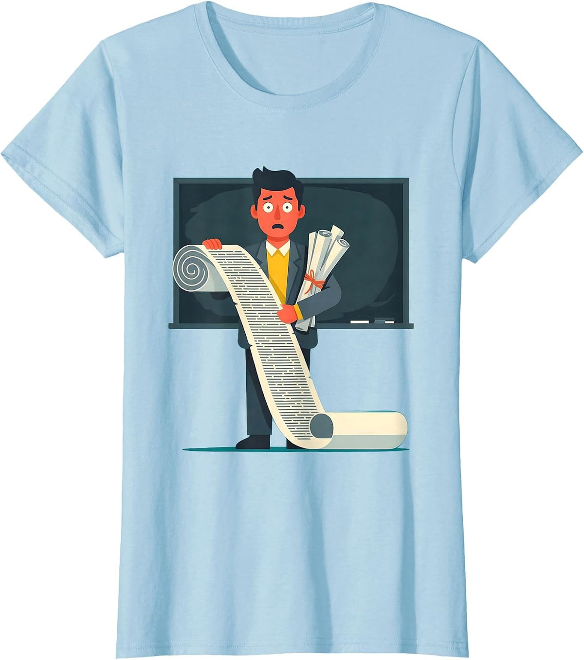Funny Substitute Teacher Long Instructions List T-Shirt - Baby Blue