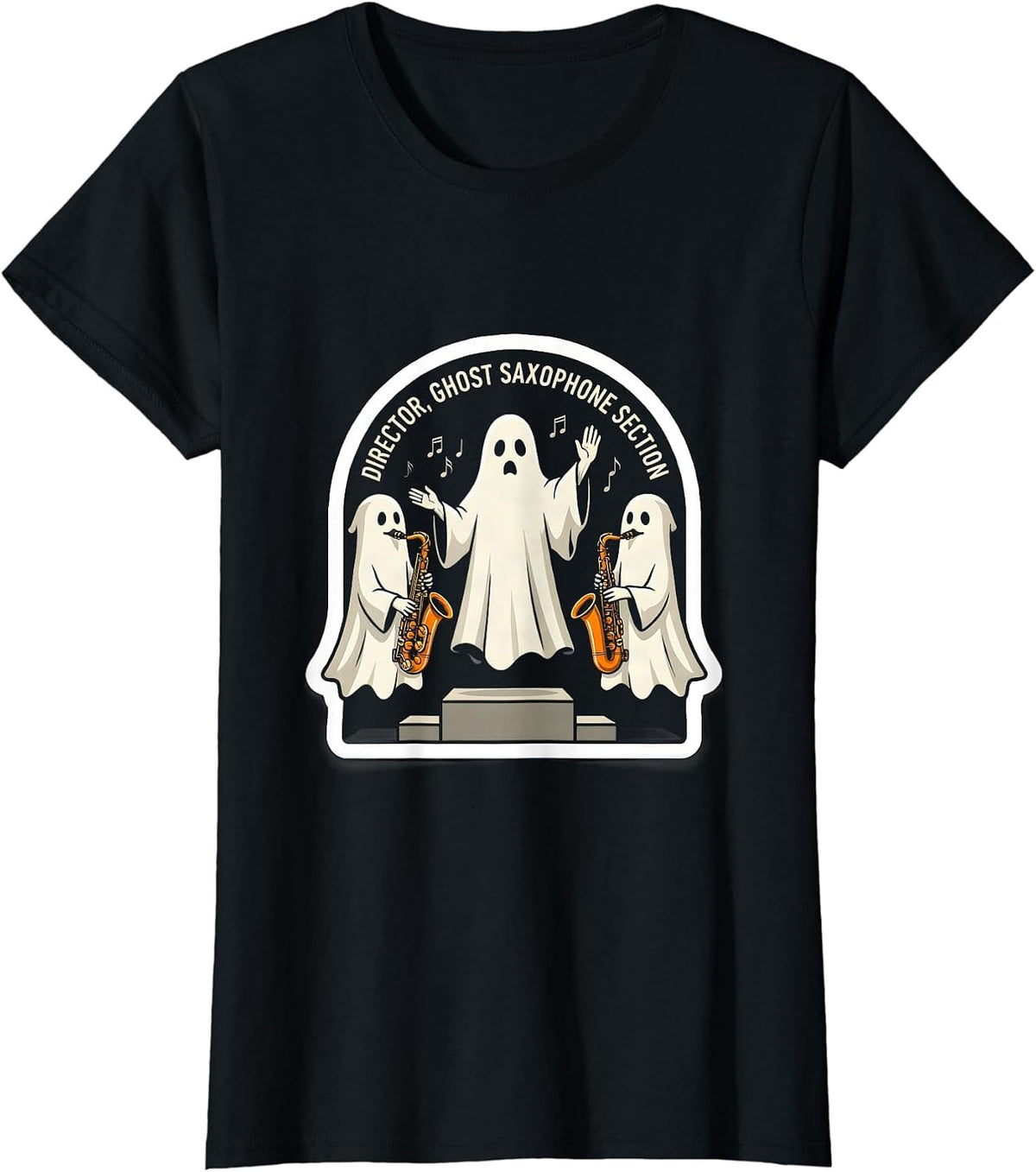 Director Ghost Saxophone Section Funny Music Teacher T-Shirt - Black