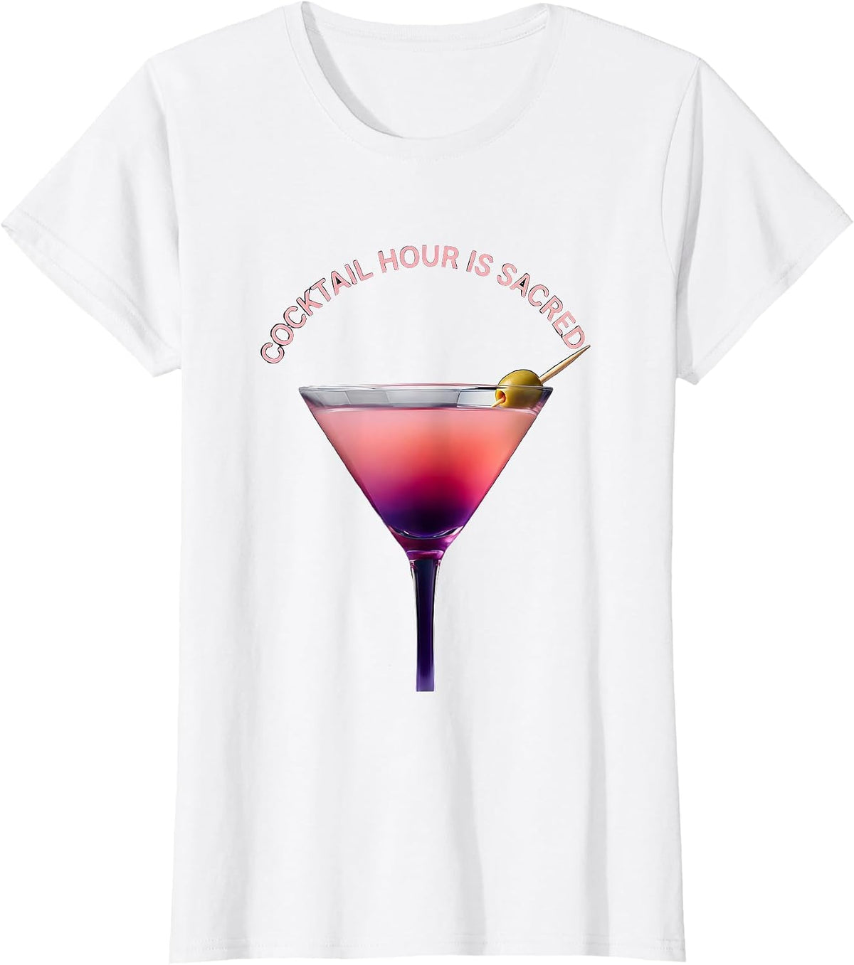 Cocktail Hour Is Sacred Martini Design T-Shirt - White