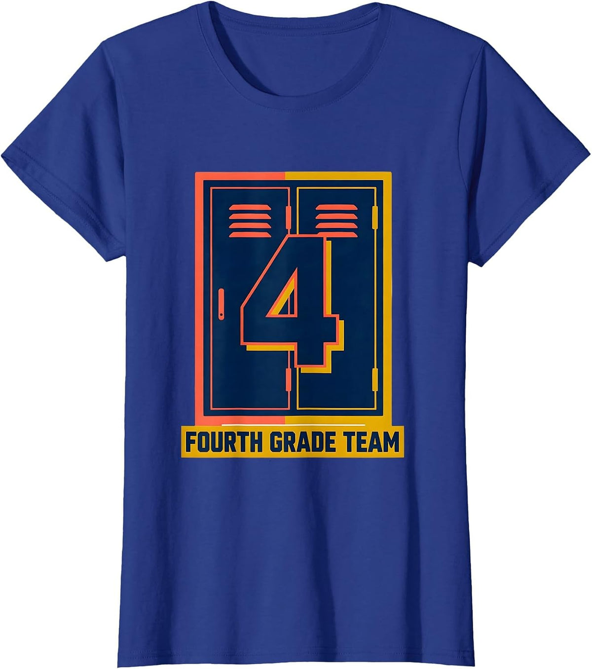 Women's Fourth Grade Team Playful Back to School Teacher Typography T-Shirt - Royal Blue