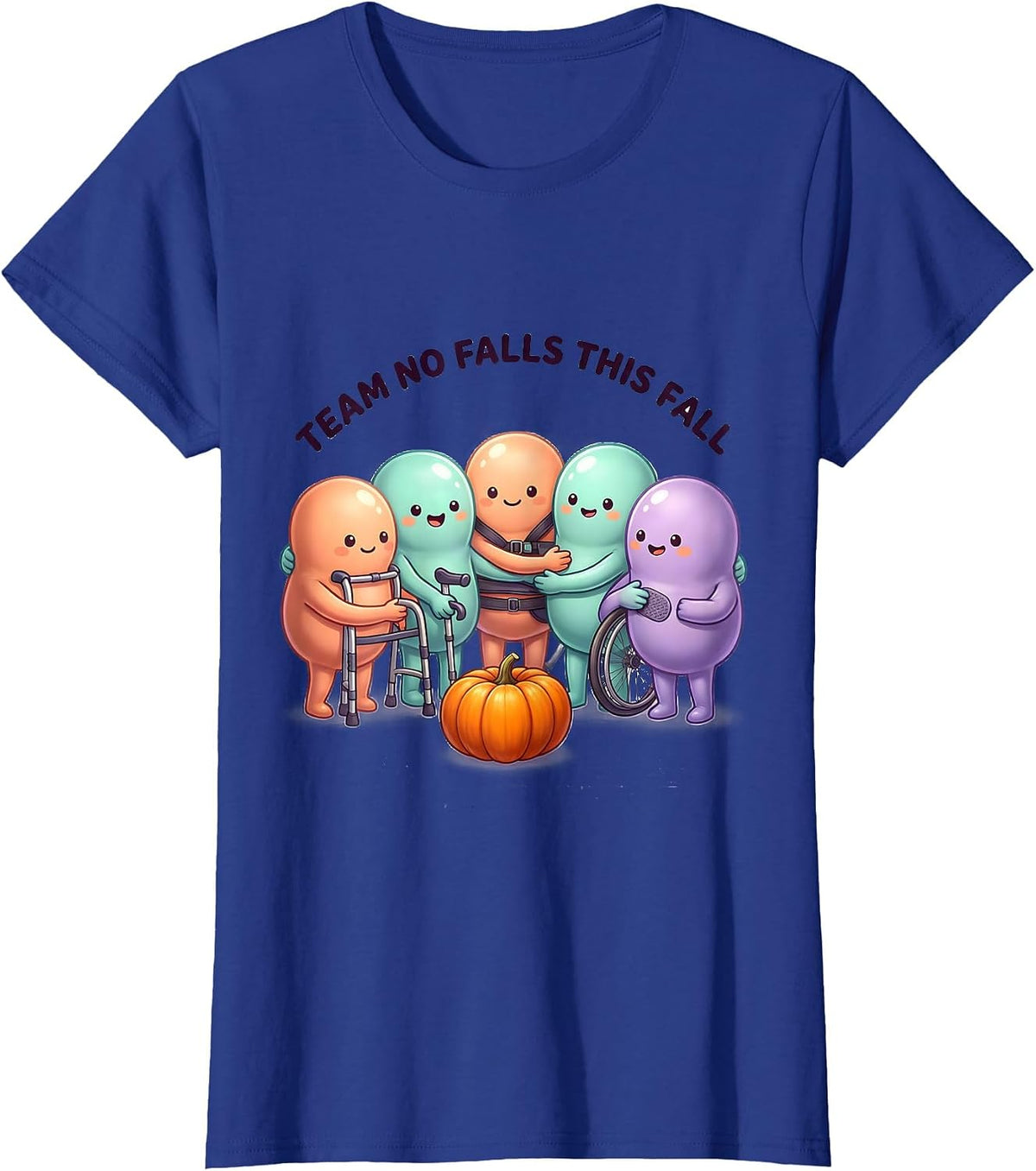 Women's Team No Falls This Fall Cute Kawaii Physical Therapy Fall T-Shirt - Royal Blue