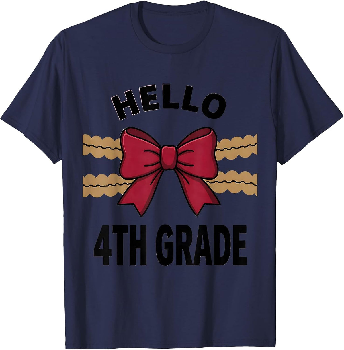 Men's Hello 4th Grade Leopard Teacher Back To School Girls T-Shirt - Navy Blue