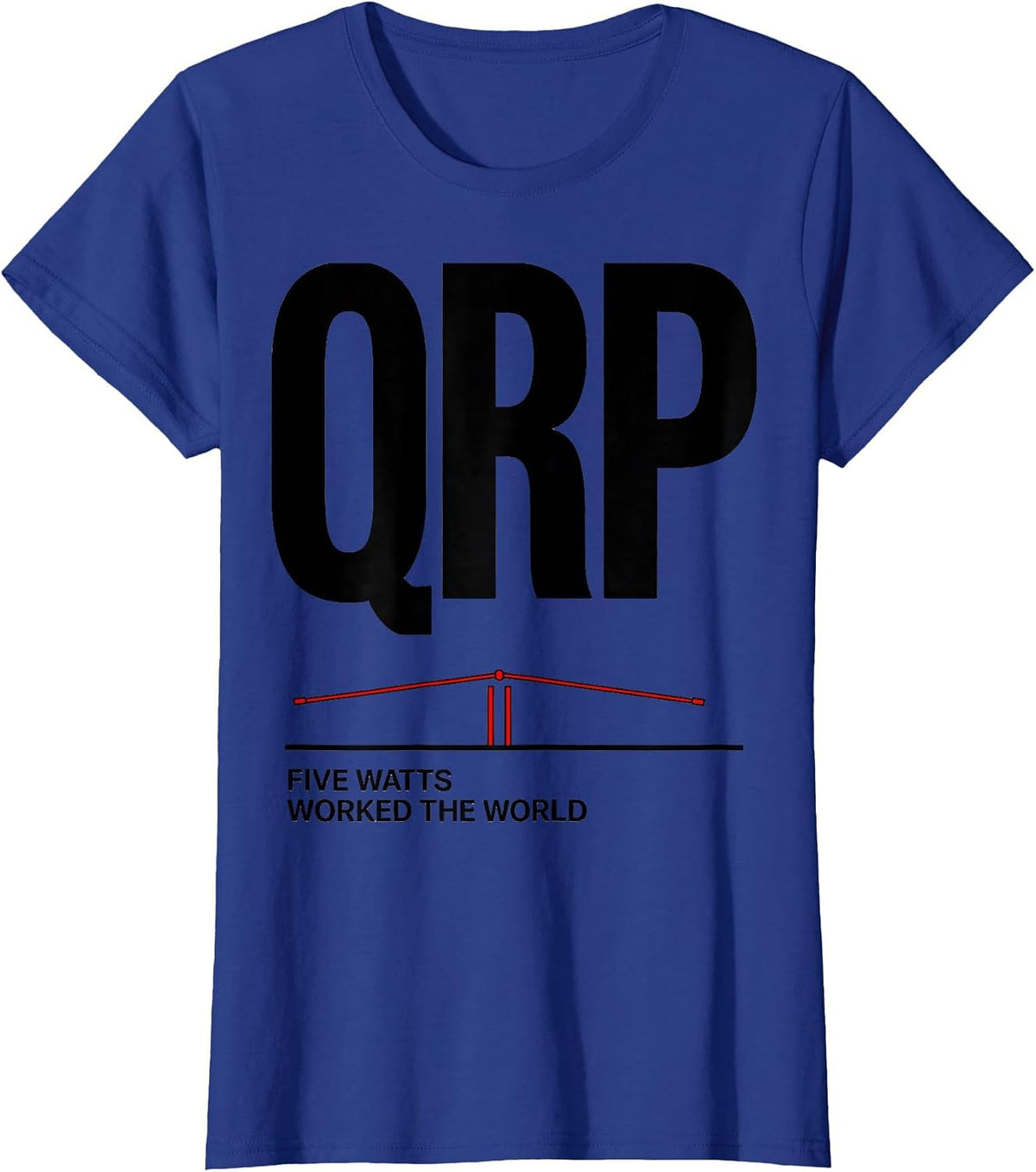 Women's QRP Five Watts Worked The World Funny Ham Radio Operator T-Shirt - Royal Blue