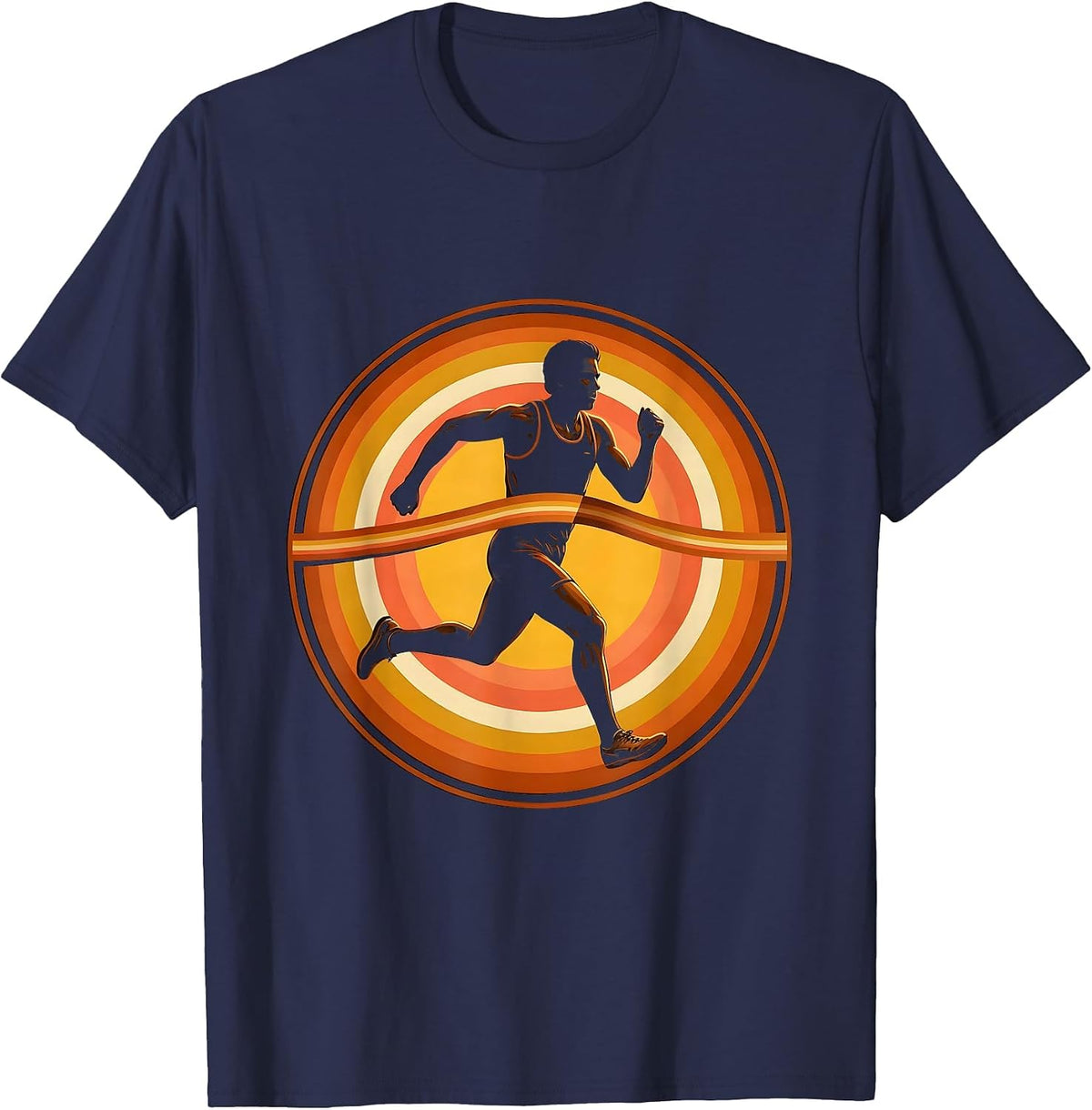 Sprinter Finish Line Burst Running Graphic T-Shirt - Navy Blue