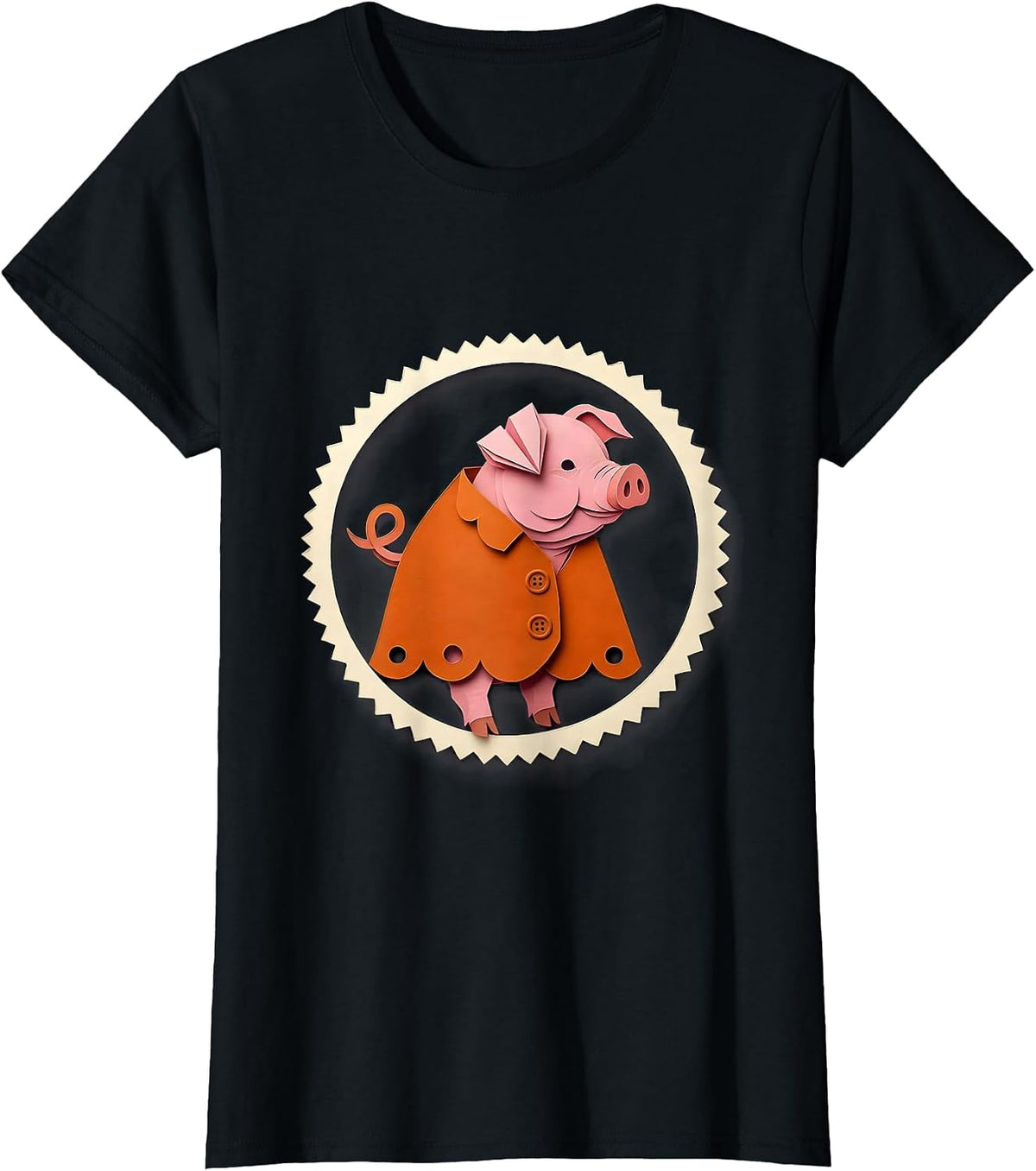 Women's Piglet In Costume Paper Cutout Pig Lover Halloween Humor T-Shirt - Black