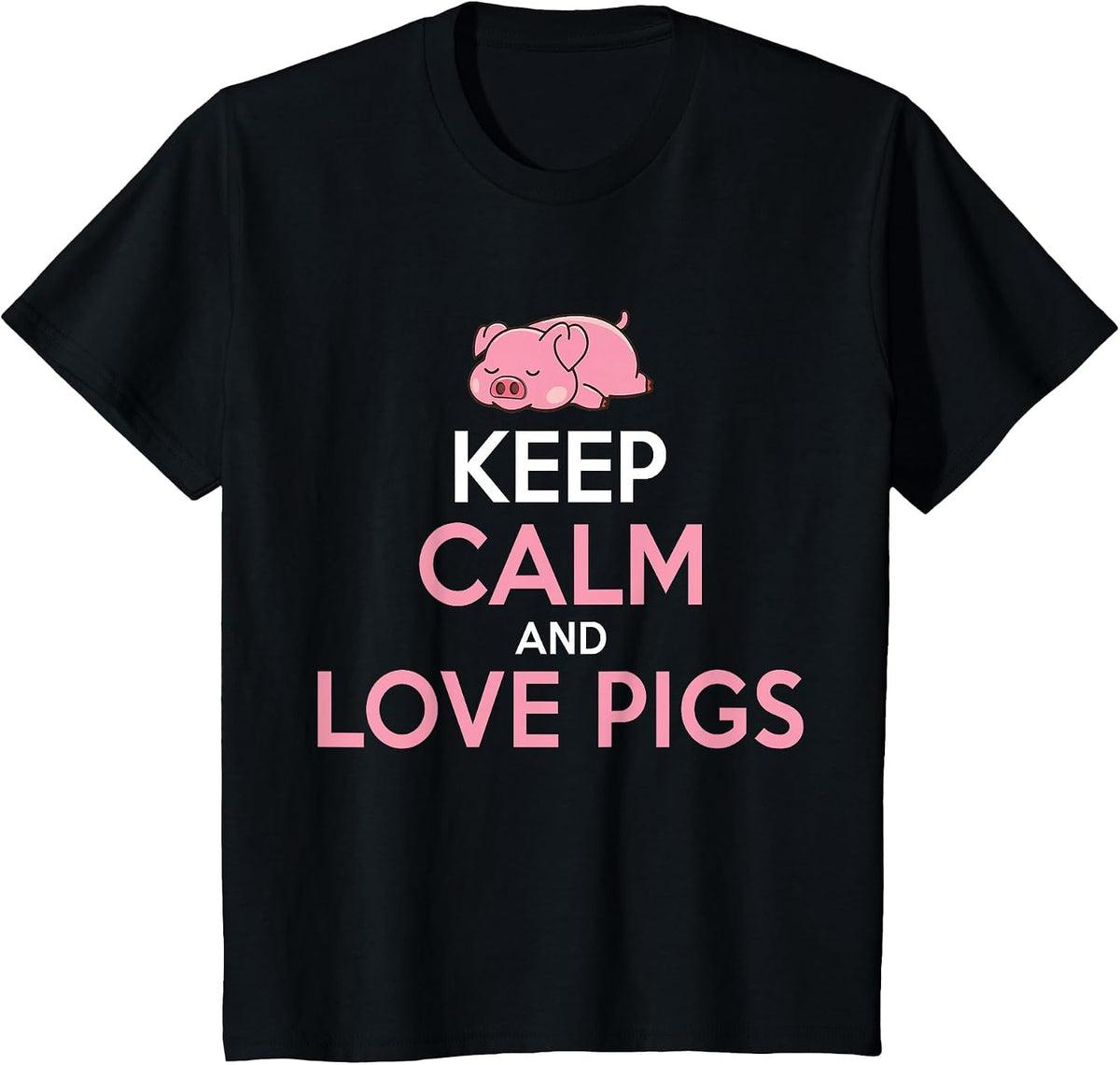 Keep Calm and Love Pigs T-Shirt - Black