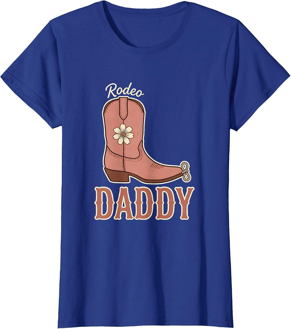 Women's Rodeo Daddy Boho Typography Cowgirl Family Birthday Party T-Shirt - Royal Blue