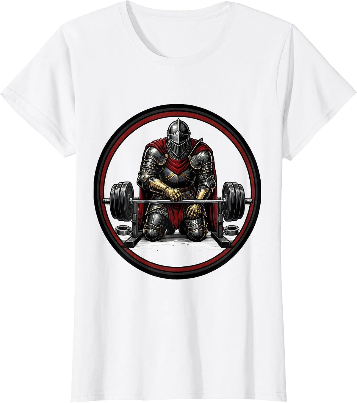 Knight Weightlifter Tattoo Gym Humor T-Shirt - White