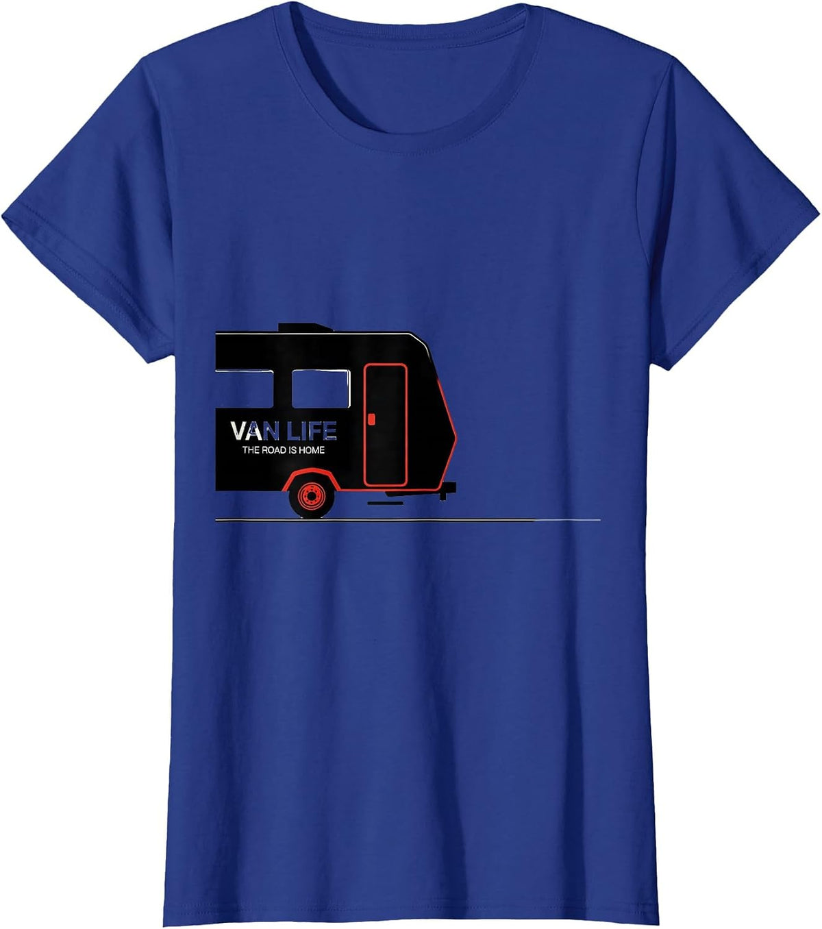 Women's Van Life The Road Is Home Retro Camper Nomad Pride T-Shirt - Royal Blue
