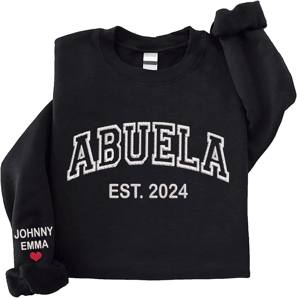 Love Signal Personalized Embroidered Grandma Crewneck Sweatshirt, Mothers Day Shirts, Mama Sweatshirt with Kids Name - Abuela