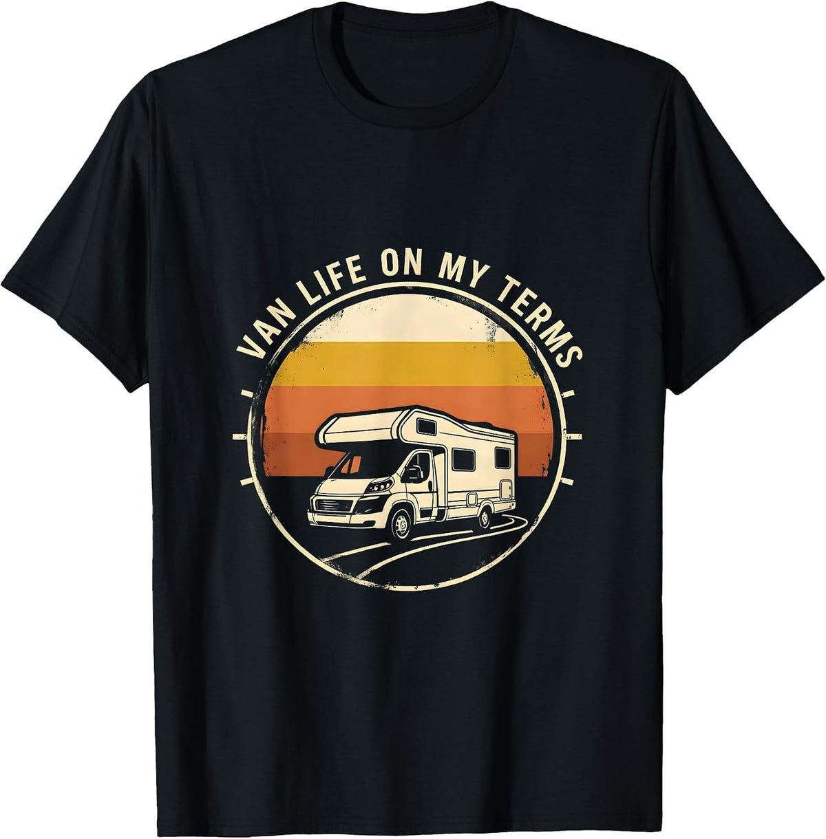 Men's Van Life On My Terms Retro Vintage Van Dwellers Nomad Pride T-Shirt - Black