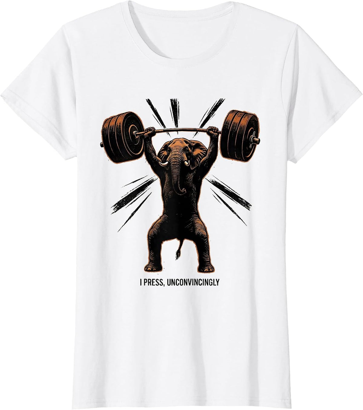 I Press, Unconvincingly Funny Gym Workout Weightlifting T-Shirt - White