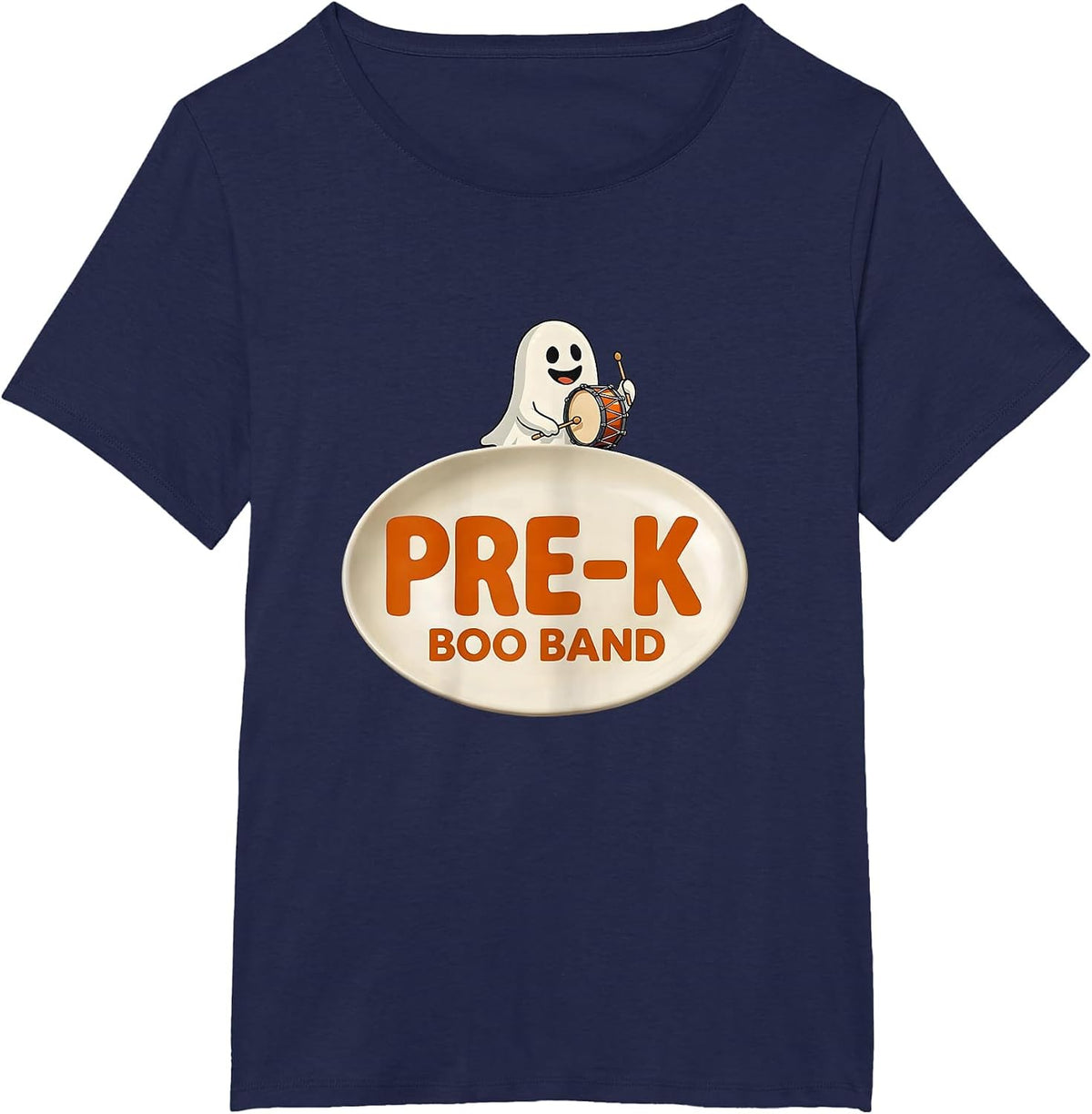 Women's Pre-K Boo Band Cute Playful Halloween Teacher Preschool T-Shirt - Navy Blue