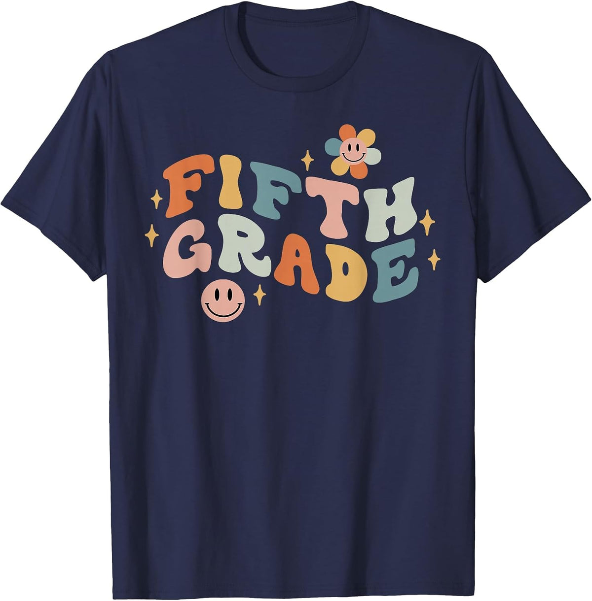 Fifth Grade Teacher Back to School Retro 5th Grade T-Shirt - Navy Blue