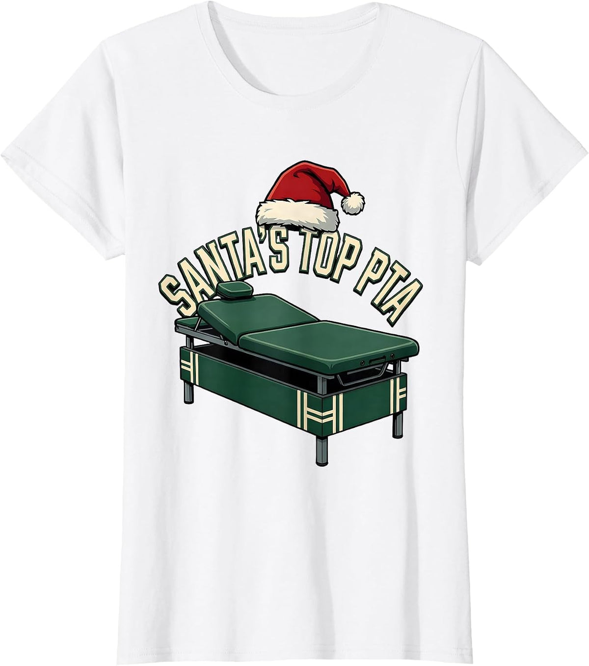 Santa's Top PTA Sports Physical Therapy Christmas Humor T-Shirt - White