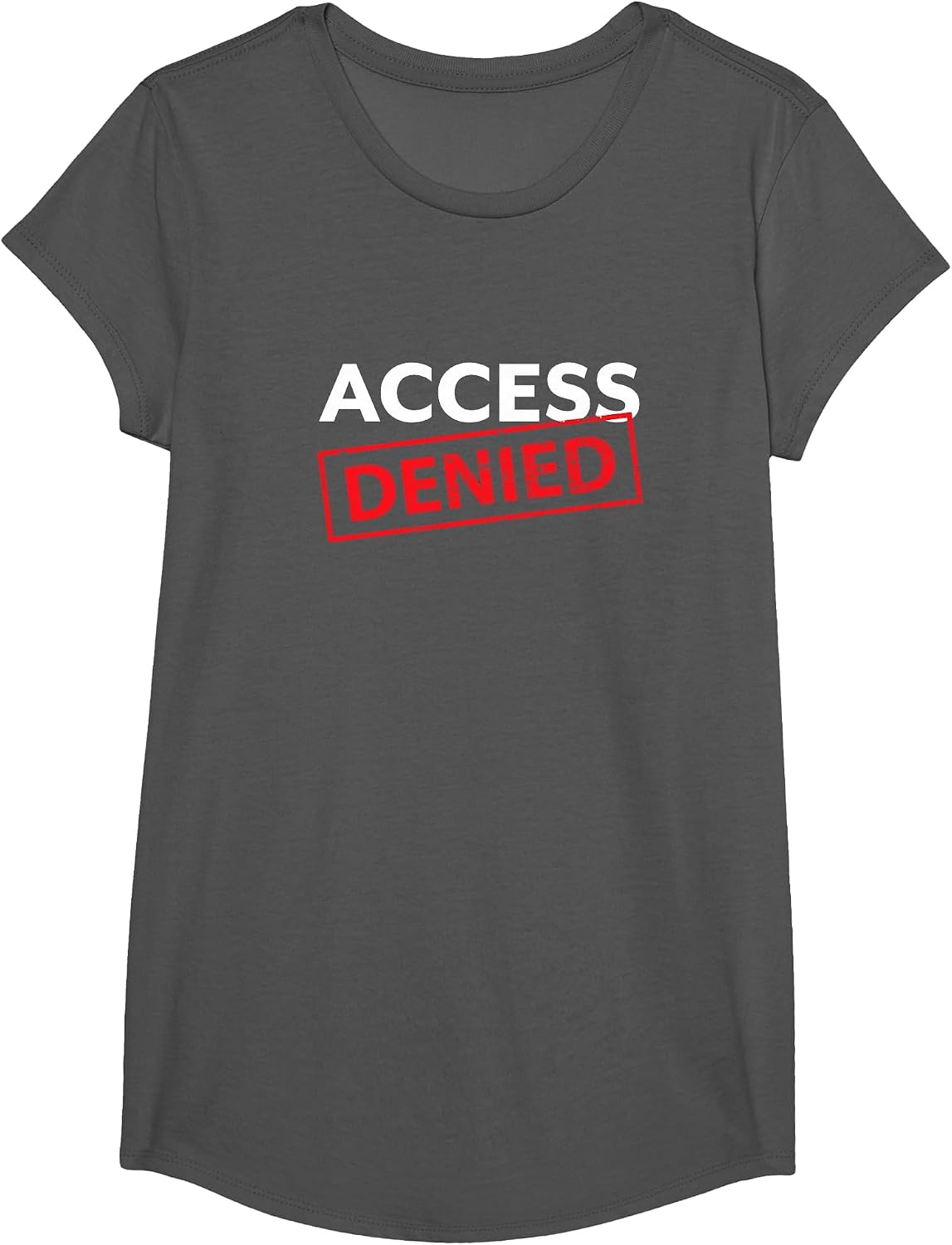 Geek Access Denied Graphic T-Shirt T-Shirt - Girls Asphalt Grey