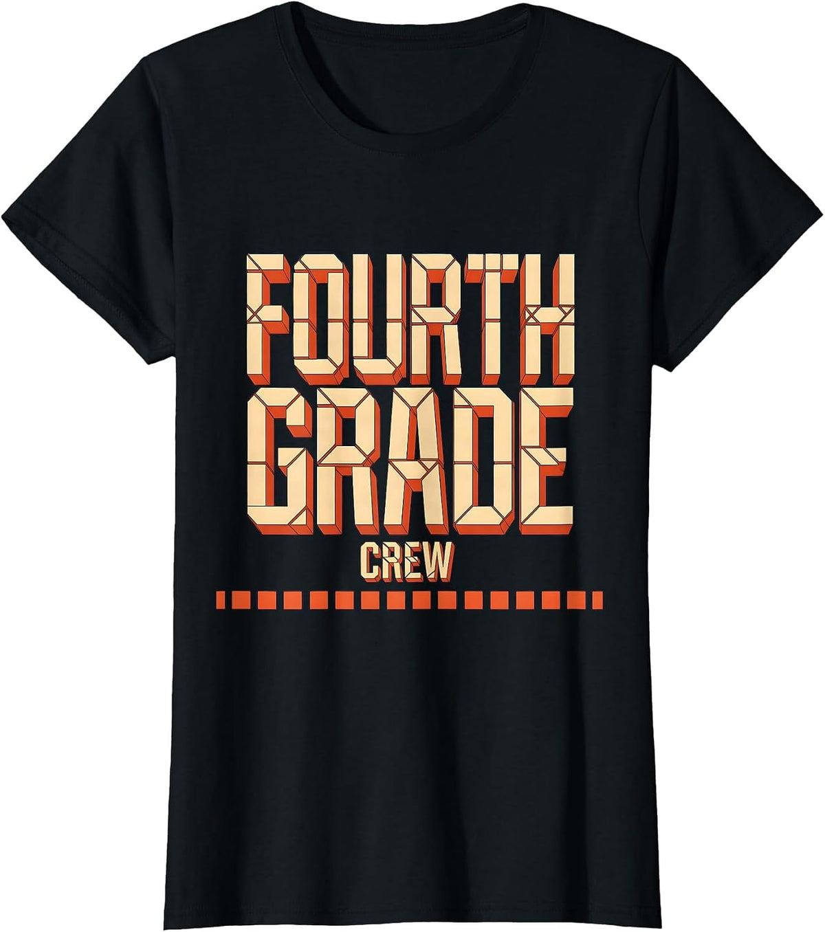 Women's Fourth Grade Crew Funny Teacher Back To School Crew T-Shirt - Black