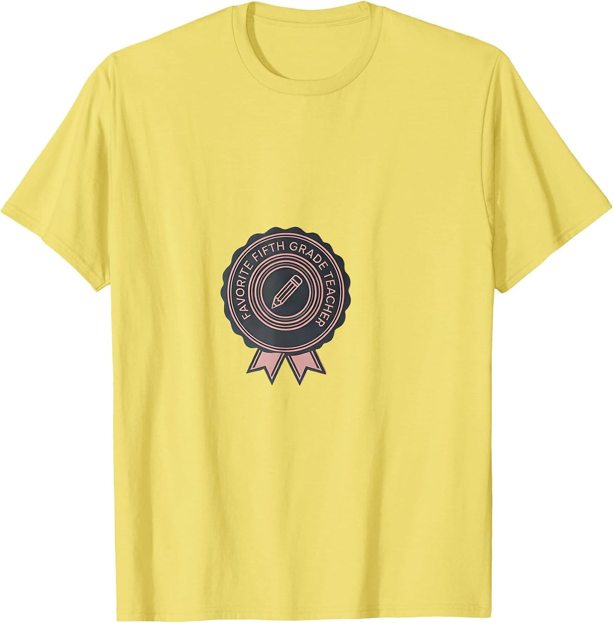 Men's Favorite Fifth Grade Teacher Minimalist Coquette Bow Back T-Shirt - Lemon Yellow