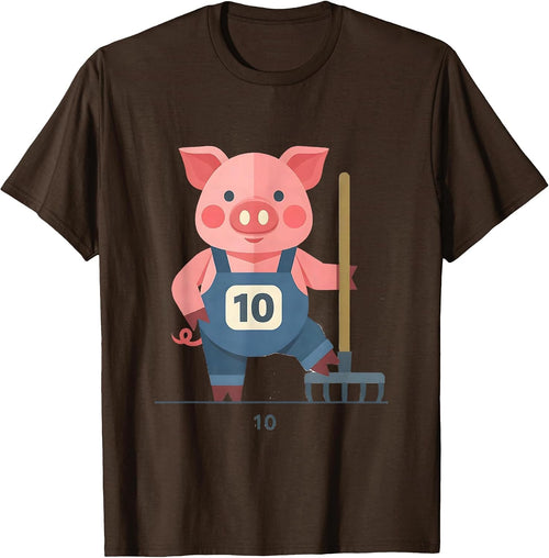 10 Flat Vector Pig Lover Halloween Costume Humor T-Shirt - Brown