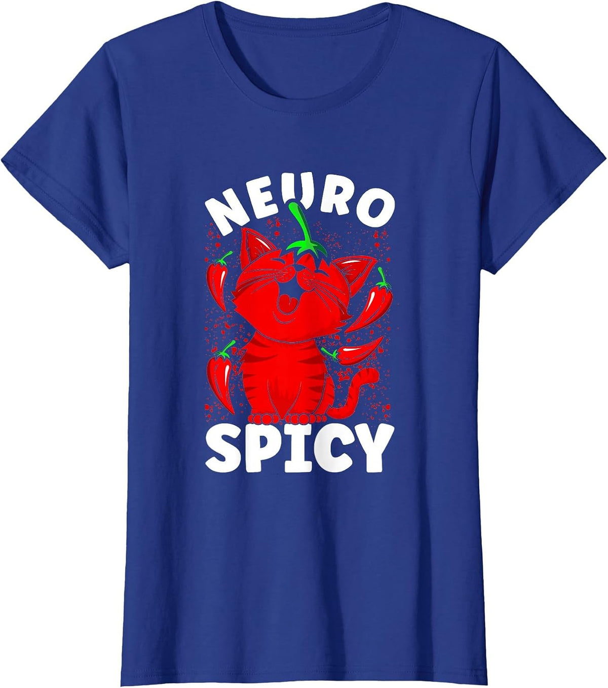 Neurospicy Funny Neurodivergent ADHD ASD Autism Cat Lover T-Shirt - Royal Blue