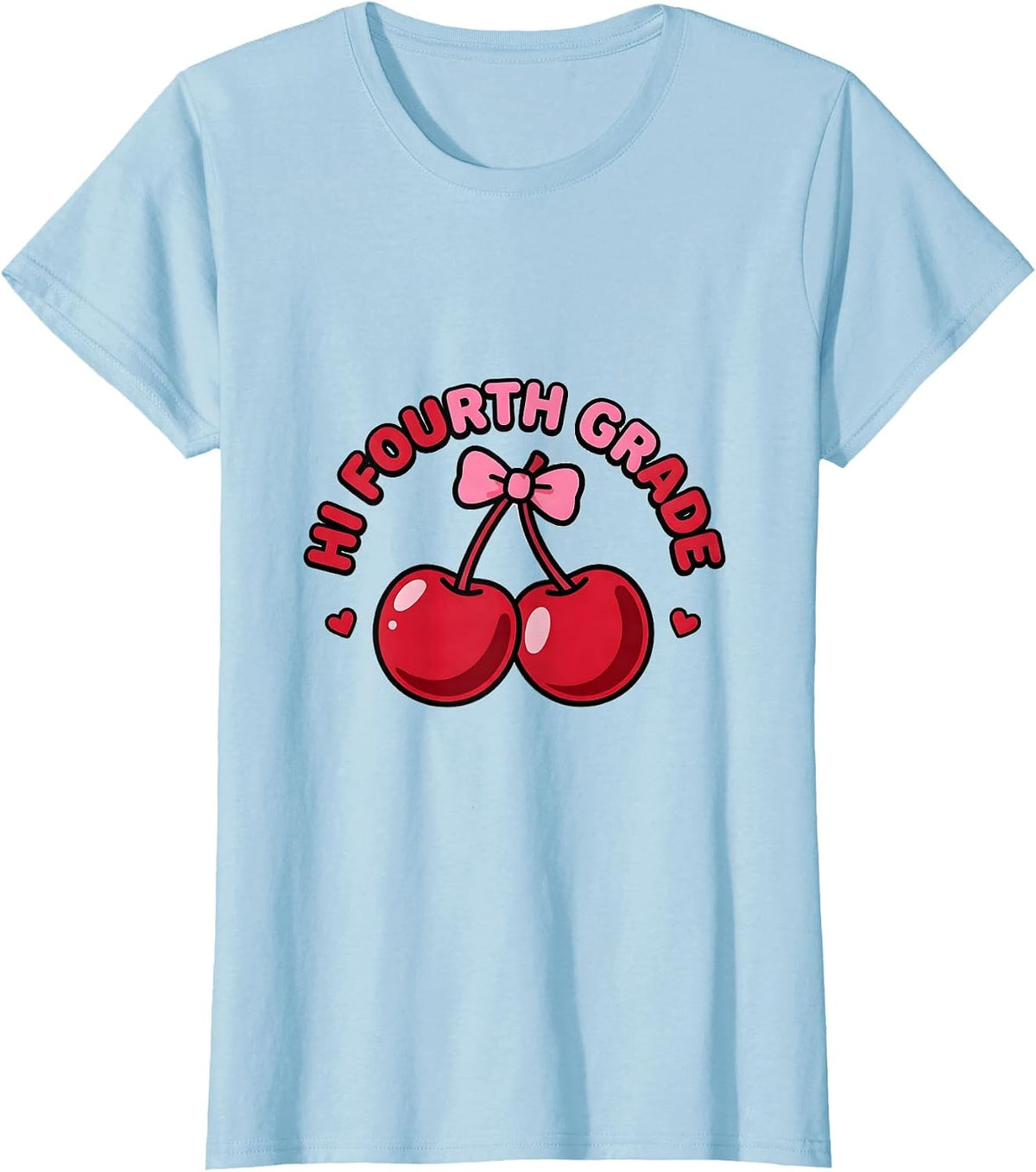 Women's Hi Fourth Grade Leopard Teacher Back To School Girls T-Shirt - Baby Blue