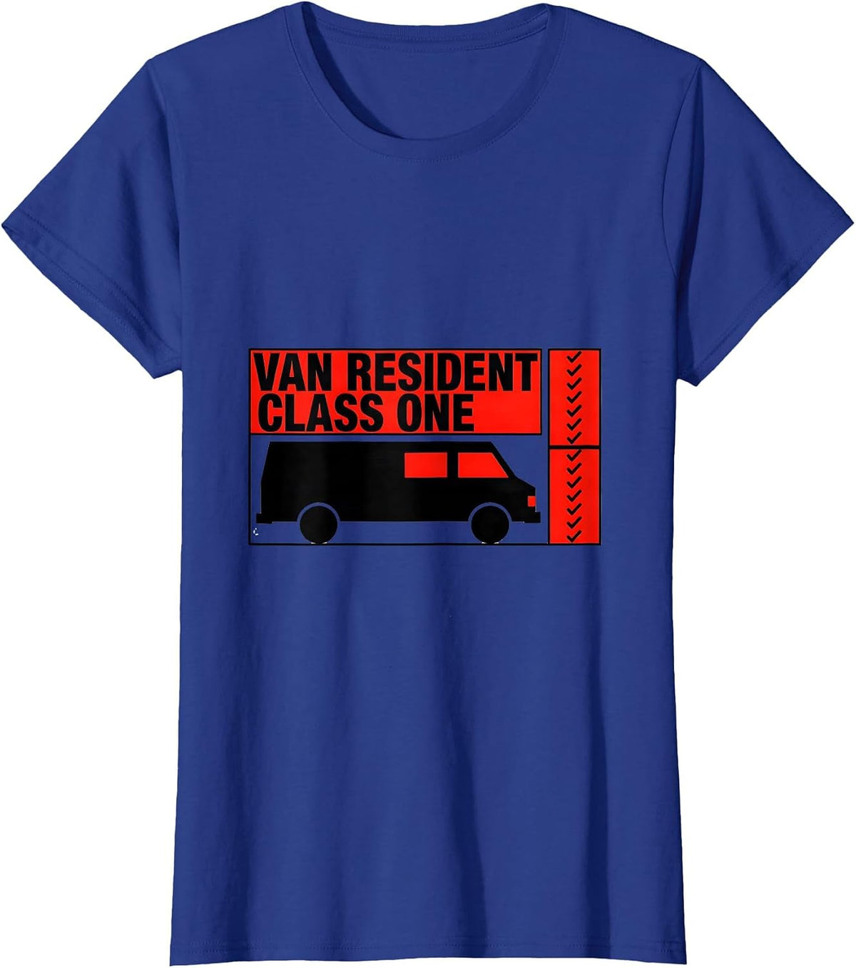 Women's Van Resident, Class One Geometric Van Life Nomad Road-Trip T-Shirt - Royal Blue