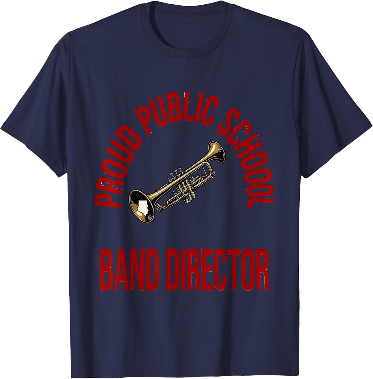 Men's Proud Public School Band Director Red For Ed Teacher T-Shirt - Navy Blue