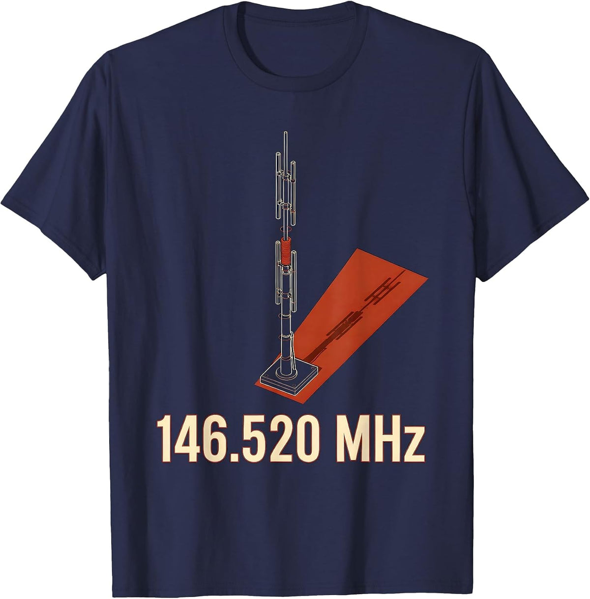 146.520 MHz Exploded View Technical Ham Radio Operator Humor T-Shirt - Navy Blue