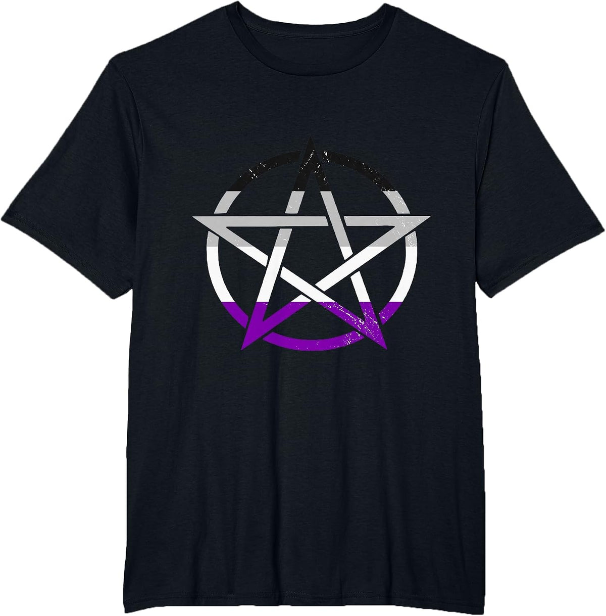 Ace Pentagram Gothic Asexual Pride Wicca Witchcraft T-Shirt - Black