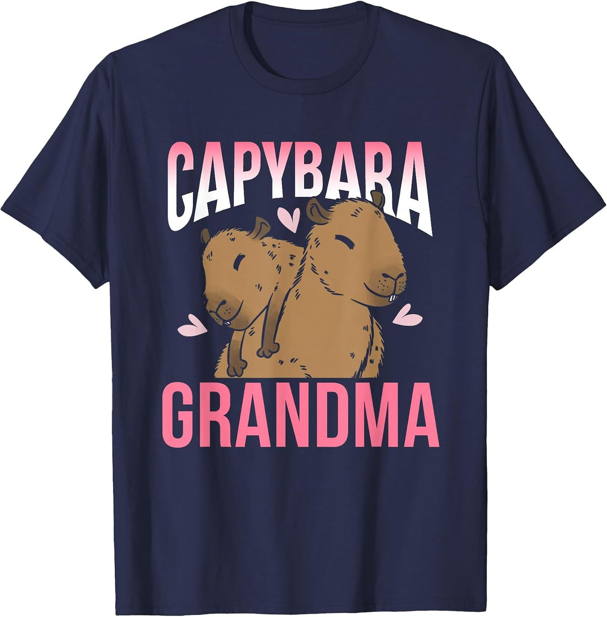 Capybara Grandma Animal Rodent Capybaras Lover Grandmother T-Shirt - Navy Blue