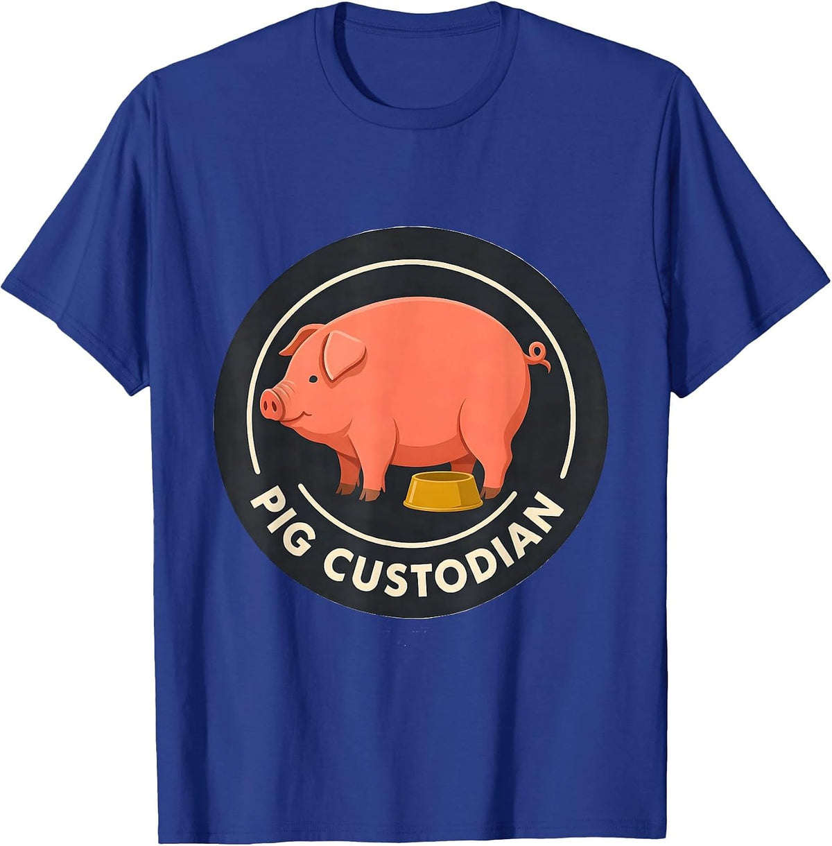Pig Custodian Midcentury Modern Farm Animal Humor T-Shirt - Royal Blue