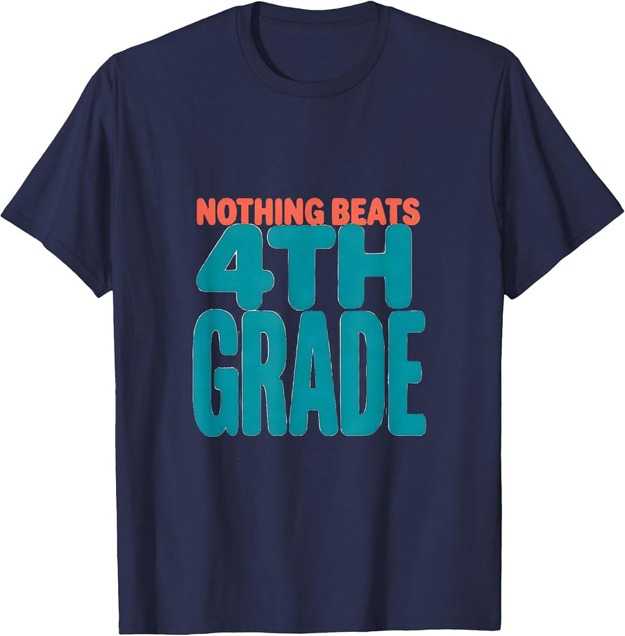 Nothing Beats 4th Grade Funny Back To School Kids Teachers T-Shirt - Navy Blue