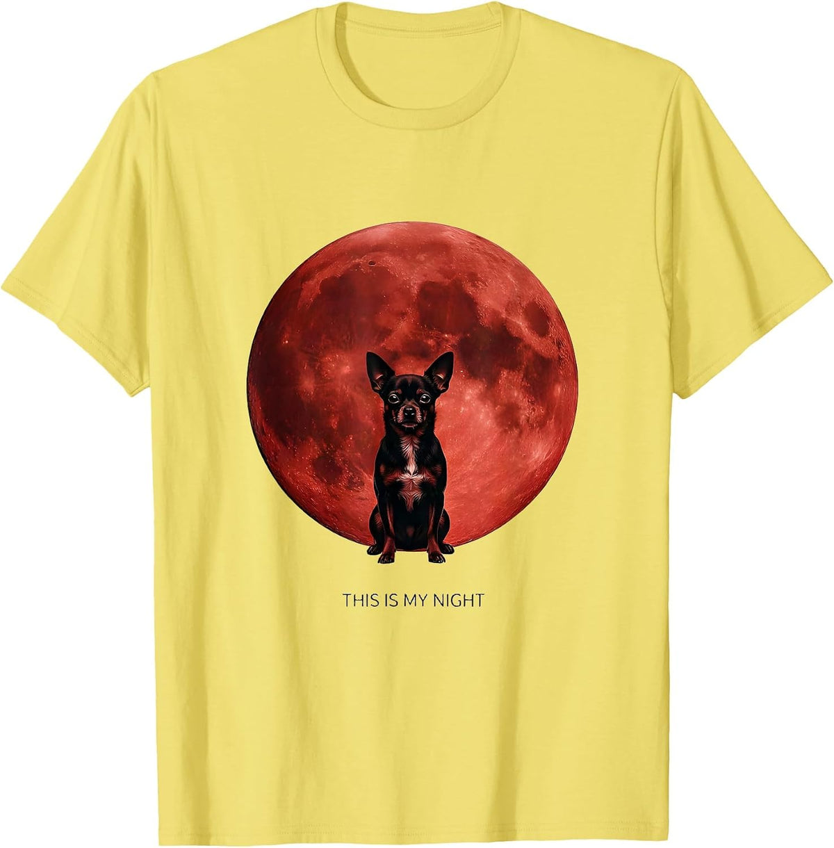 Men's This Is My Night Minimalist Chihuahua Dog Owner Halloween T-Shirt - Lemon Yellow