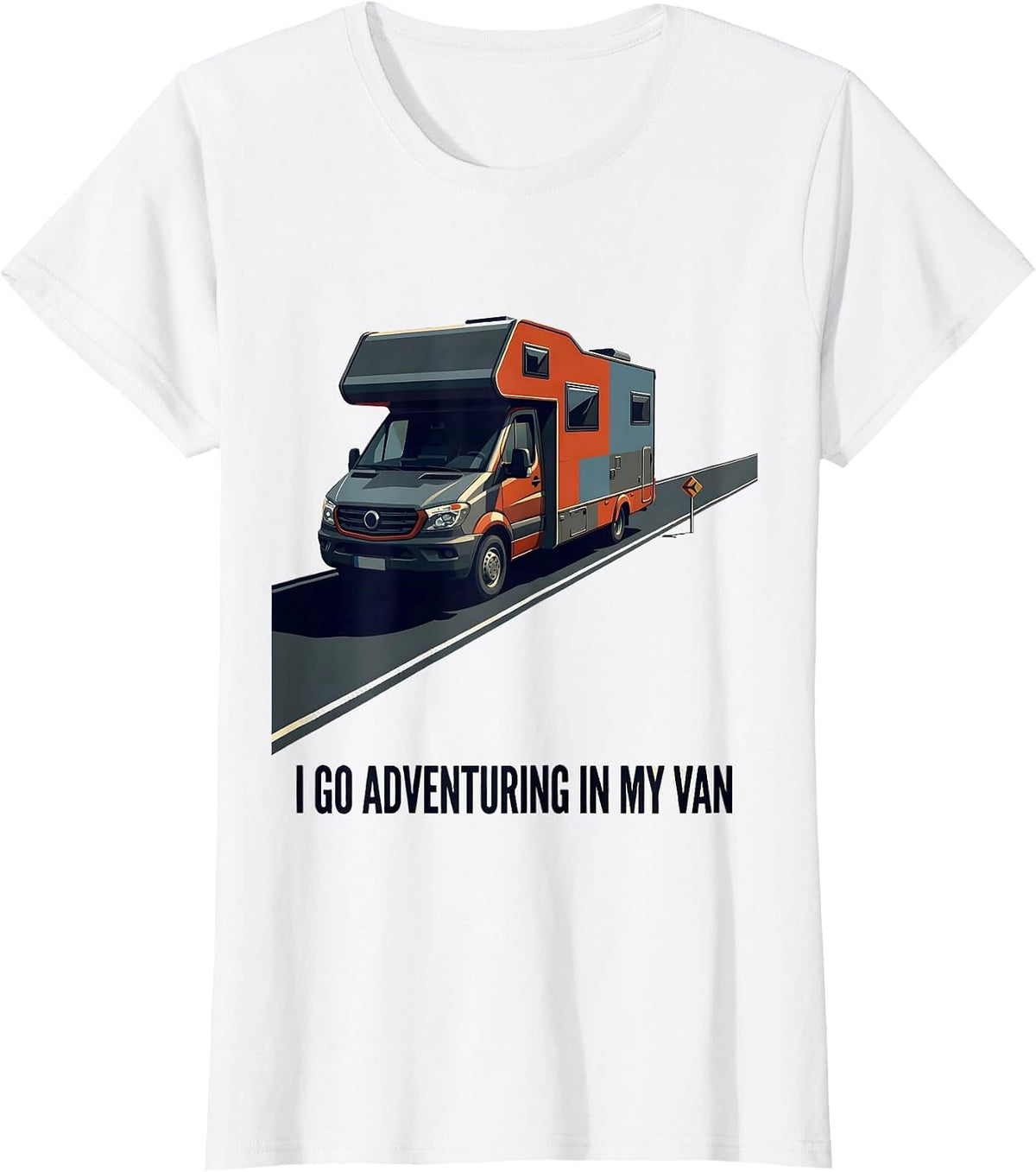 I Go Adventuring In My Van Vintage Van Life Road Trip T-Shirt - White