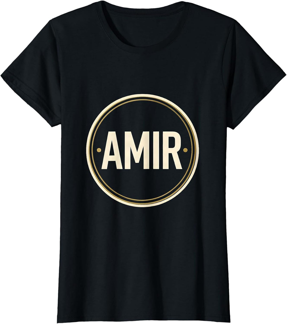 Women's AMIR Bold Typography Name Seal Van Life Traveler Gift T-Shirt - Black