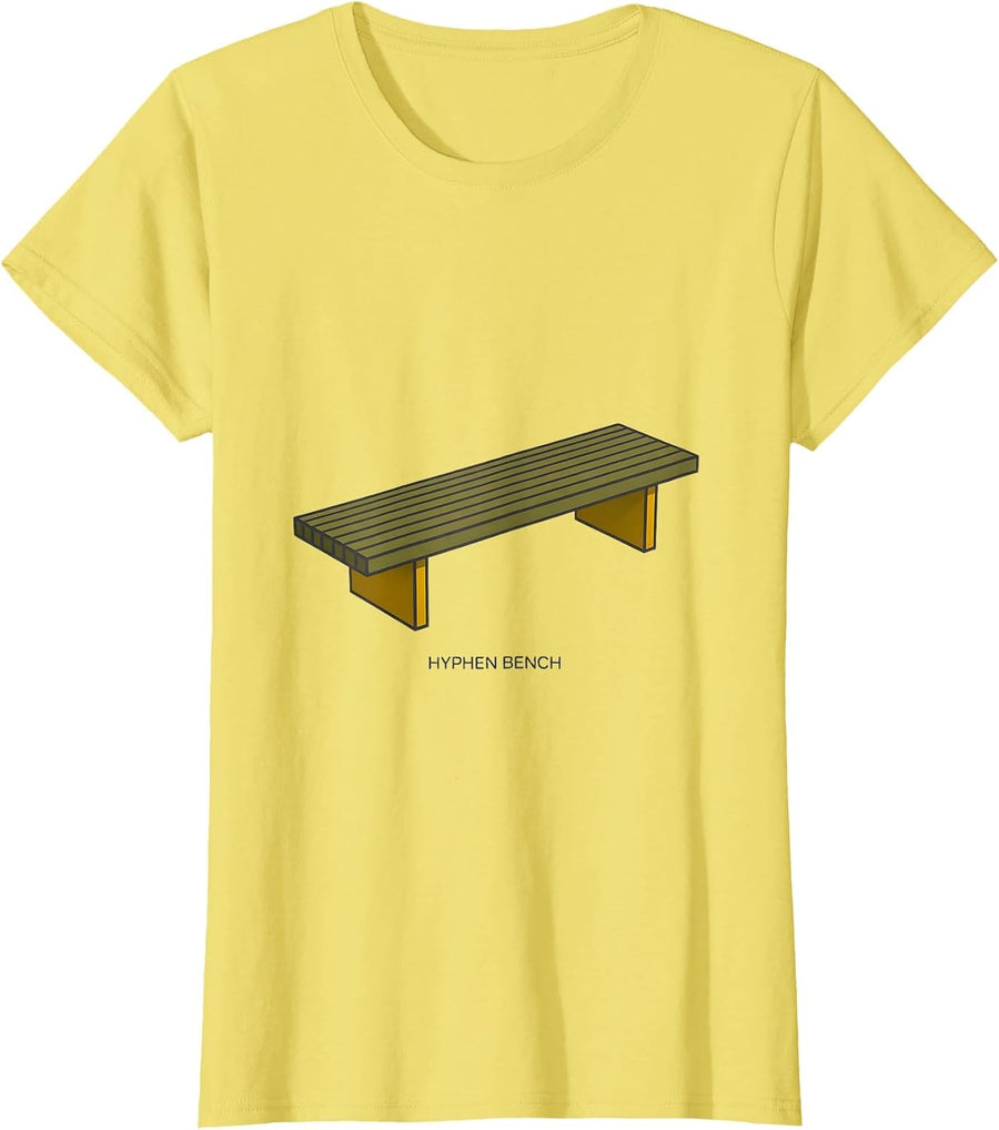 Hyphen Bench Midcentury Modern Grammar Teacher Pun Humor T-Shirt - Lemon Yellow