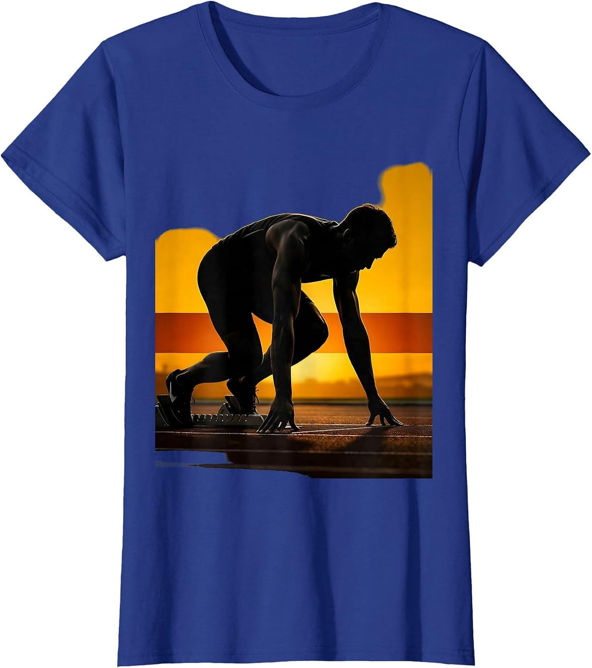 Women's Sprinter Starting Blocks Dawn Athletic Graphic T-Shirt - Royal Blue