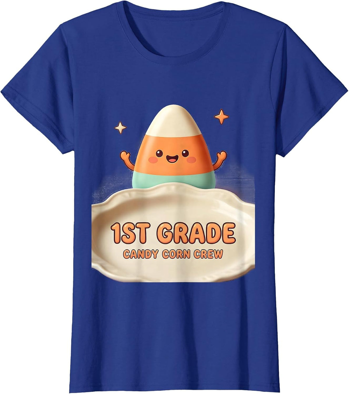 Women's 1st Grade Candy Corn Crew Cute Kawaii Halloween Teacher T-Shirt - Royal Blue