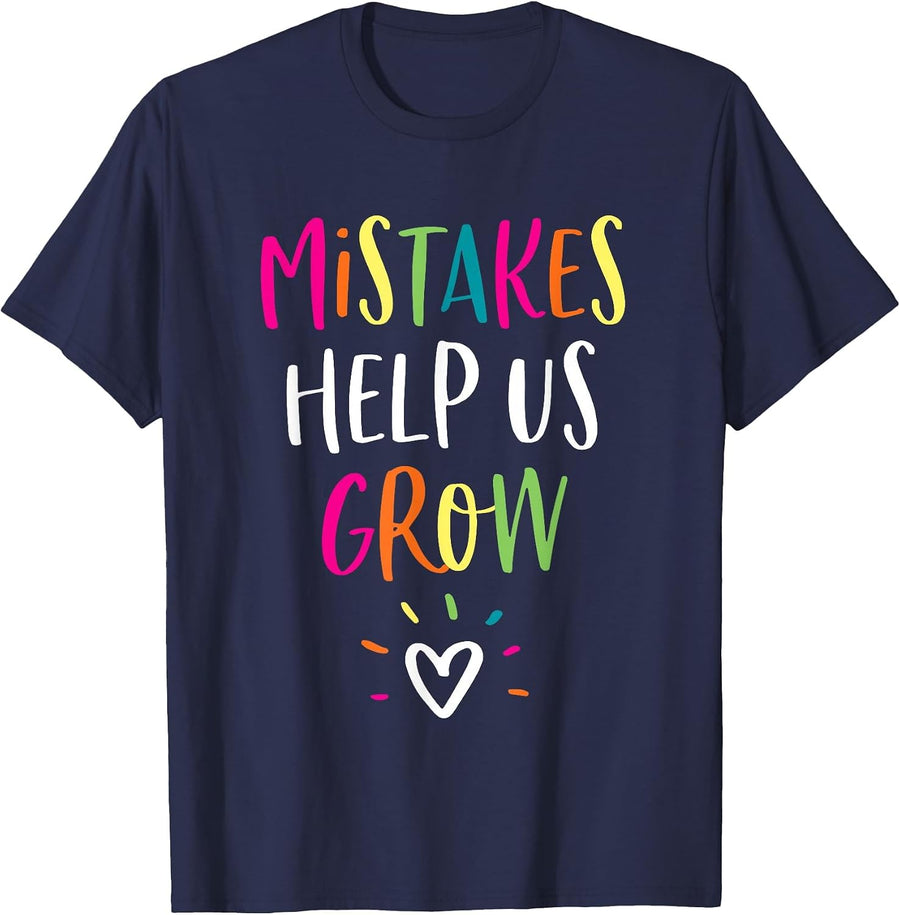 Growth Mindset Positive Back to School Teacher Student T-Shirt - Navy Blue