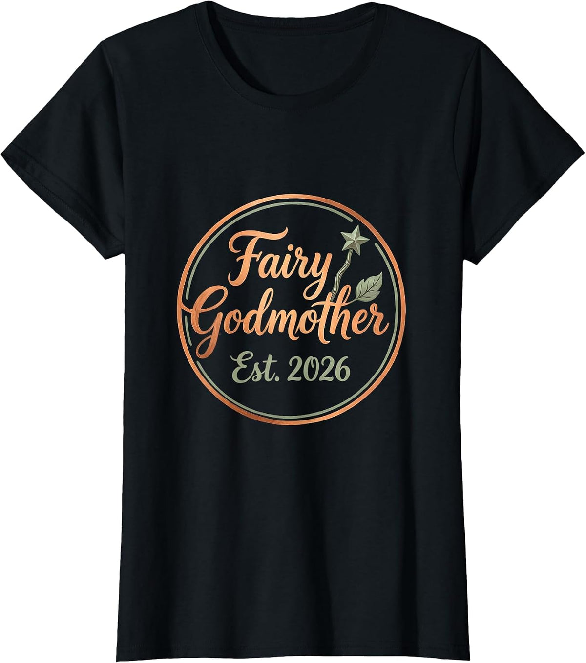 Fairy Godmother Est. 2026 Boho Typography Grandma Gift T-Shirt - Black